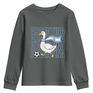 Argentina Soccer Football Youth Sweatshirt Silly Goose Argentinian Flag Fan Supporter TS14 Dark Heather Print Your Wear