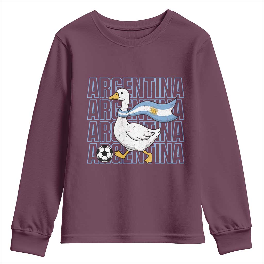 Argentina Soccer Football Youth Sweatshirt Silly Goose Argentinian Flag Fan Supporter TS14 Maroon Print Your Wear