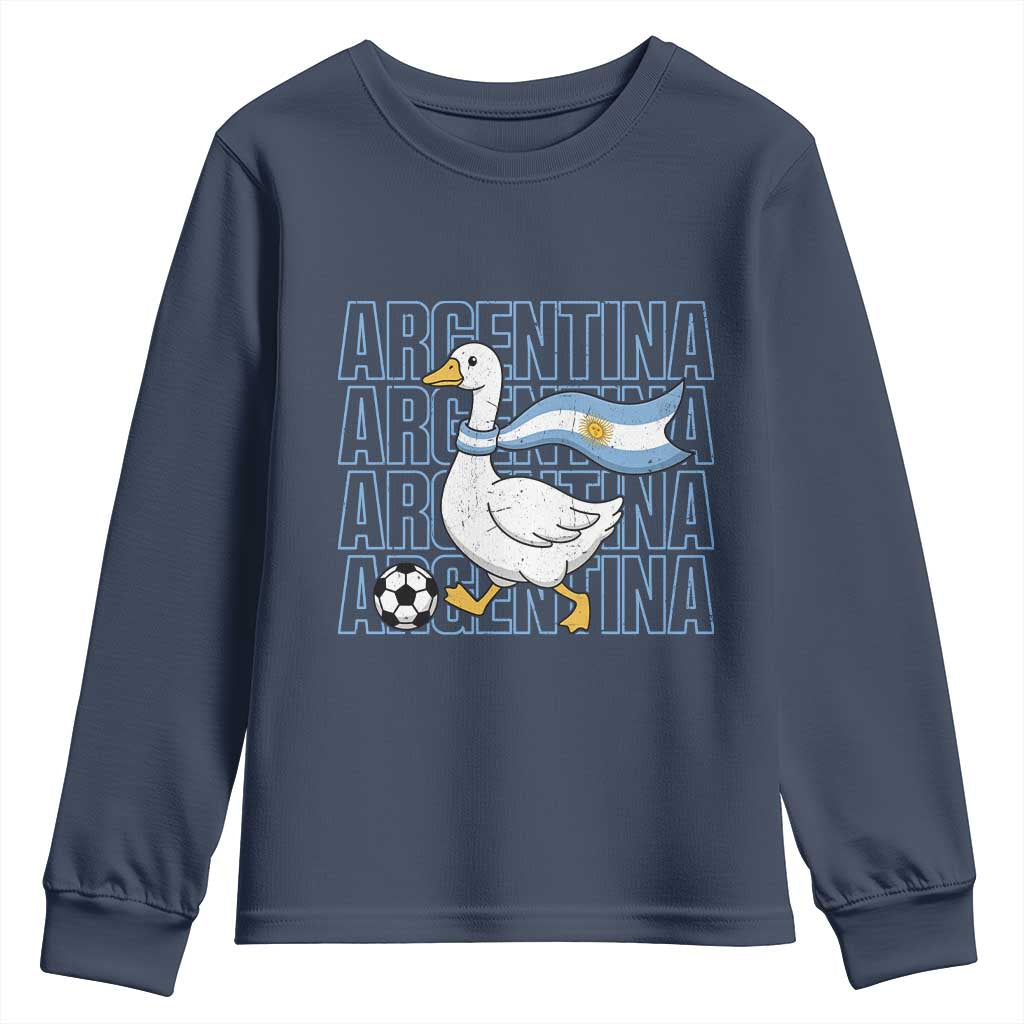 Argentina Soccer Football Youth Sweatshirt Silly Goose Argentinian Flag Fan Supporter TS14 Navy Print Your Wear