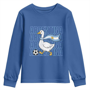 Argentina Soccer Football Youth Sweatshirt Silly Goose Argentinian Flag Fan Supporter TS14 Royal Blue Print Your Wear