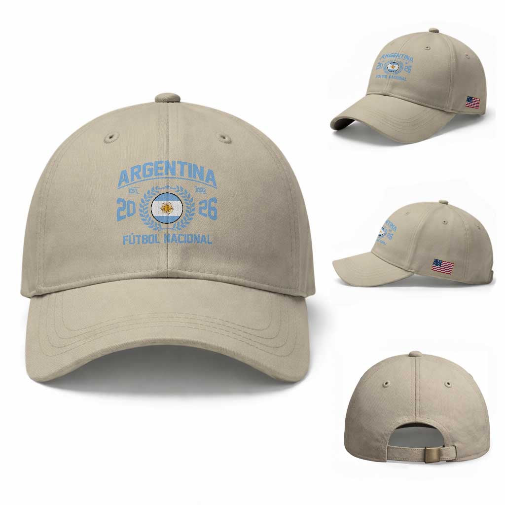 Argentina 2026 Soccer Football Fan Argentinian Flag Baseball Cap TS14 Baseball Cap Universal Fit Beige Print Your Wear