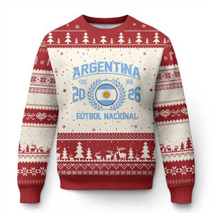 Argentina 2026 Soccer Football Fan Argentinian Flag Ugly Christmas Sweater TS14 Beige Red Print Your Wear