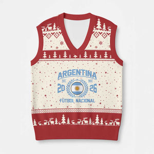 Argentina 2026 Soccer Football Fan Argentinian Flag V-Neck Knit Sweater Vest TS14 Beige Red Print Your Wear