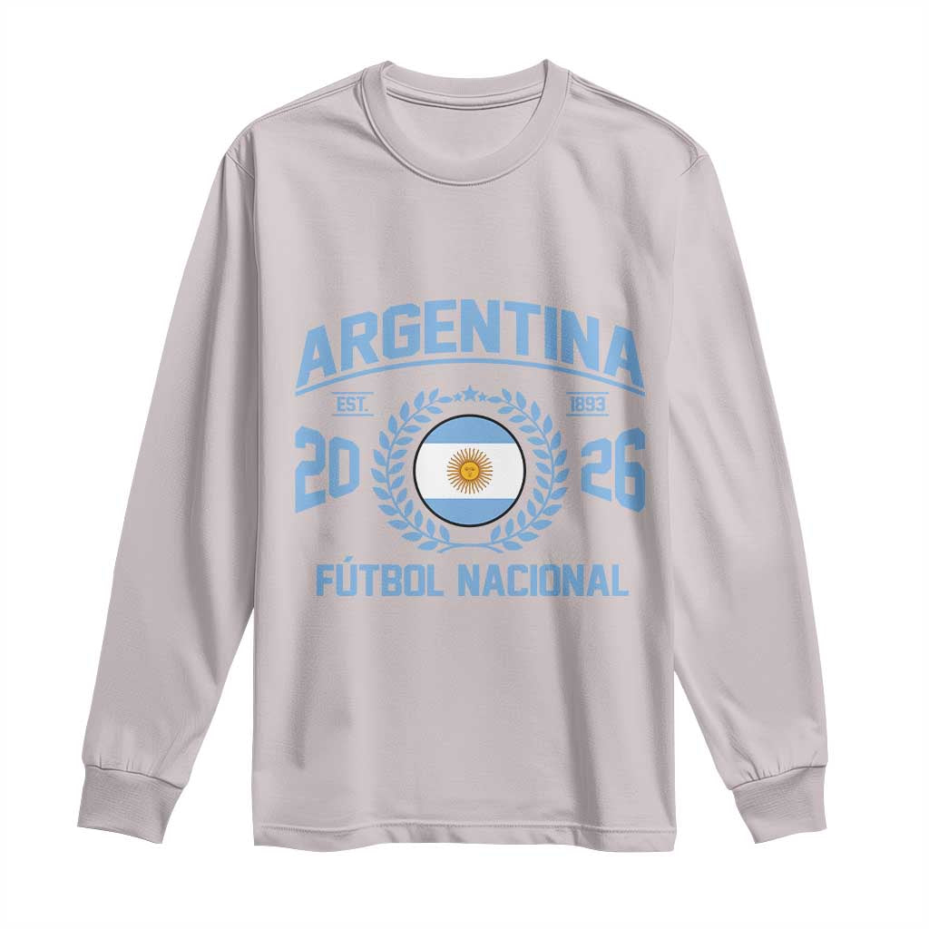 Argentina 2026 Soccer Football Fan Argentinian Flag Long Sleeve Shirt TS14 S Ice Gray Print Your Wear