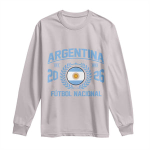 Argentina 2026 Soccer Football Fan Argentinian Flag Long Sleeve Shirt TS14 S Ice Gray Print Your Wear