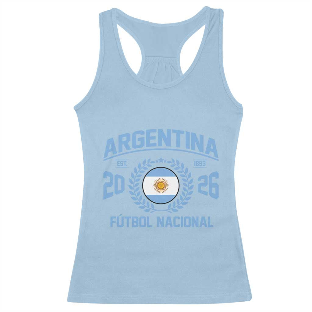 Argentina 2026 Soccer Football Fan Argentinian Flag Racerback Tank Top TS14 Light Blue Print Your Wear
