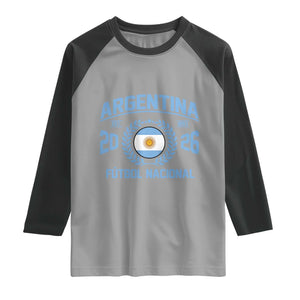 Argentina 2026 Soccer Football Fan Argentinian Flag Raglan Shirt TS14 Sport Gray Black Print Your Wear