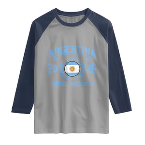 Argentina 2026 Soccer Football Fan Argentinian Flag Raglan Shirt TS14 Sport Gray Navy Print Your Wear