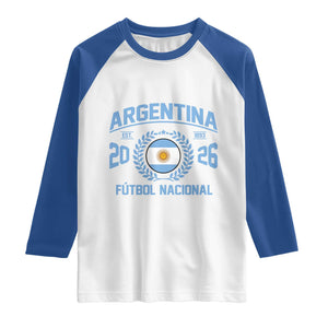 Argentina 2026 Soccer Football Fan Argentinian Flag Raglan Shirt TS14 White Royal Print Your Wear