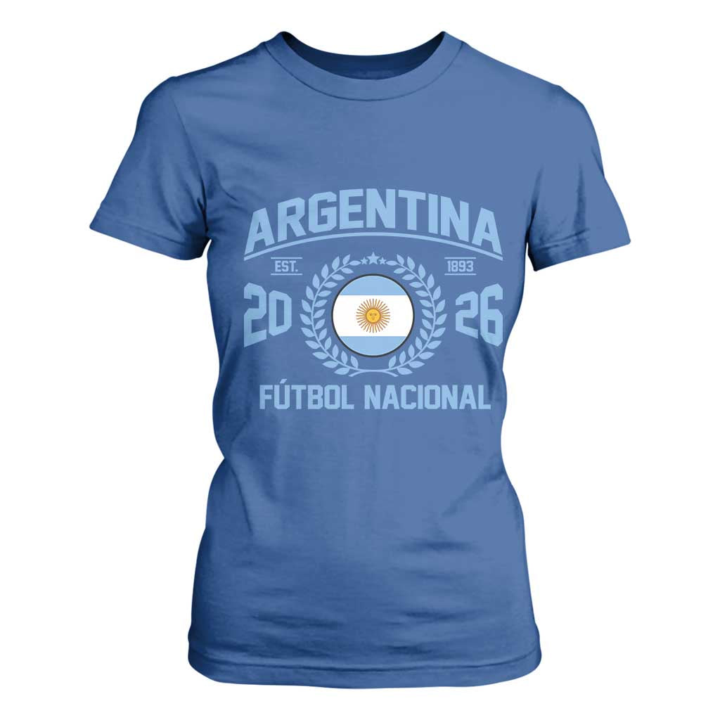 Argentina 2026 Soccer Football Fan Argentinian Flag T Shirt For Women TS14 Royal Blue Print Your Wear