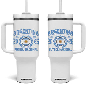 Argentina 2026 Soccer Football Fan Argentinian Flag Tumbler With Handle TS14 One Size: 40 oz White Print Your Wear