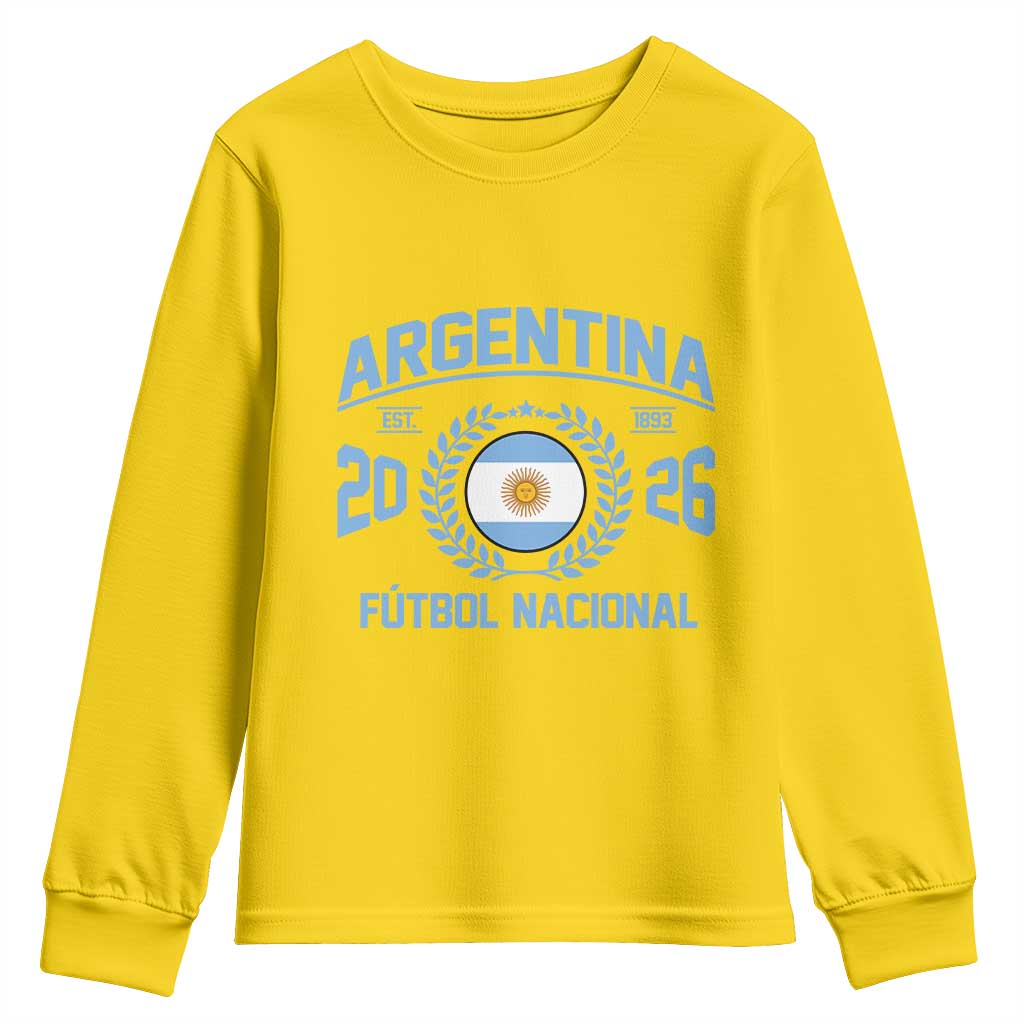Argentina 2026 Soccer Football Fan Argentinian Flag Youth Sweatshirt TS14 Daisy Print Your Wear