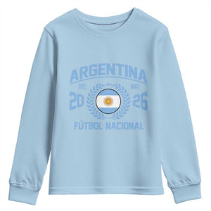 Argentina 2026 Soccer Football Fan Argentinian Flag Youth Sweatshirt TS14 Light Blue Print Your Wear