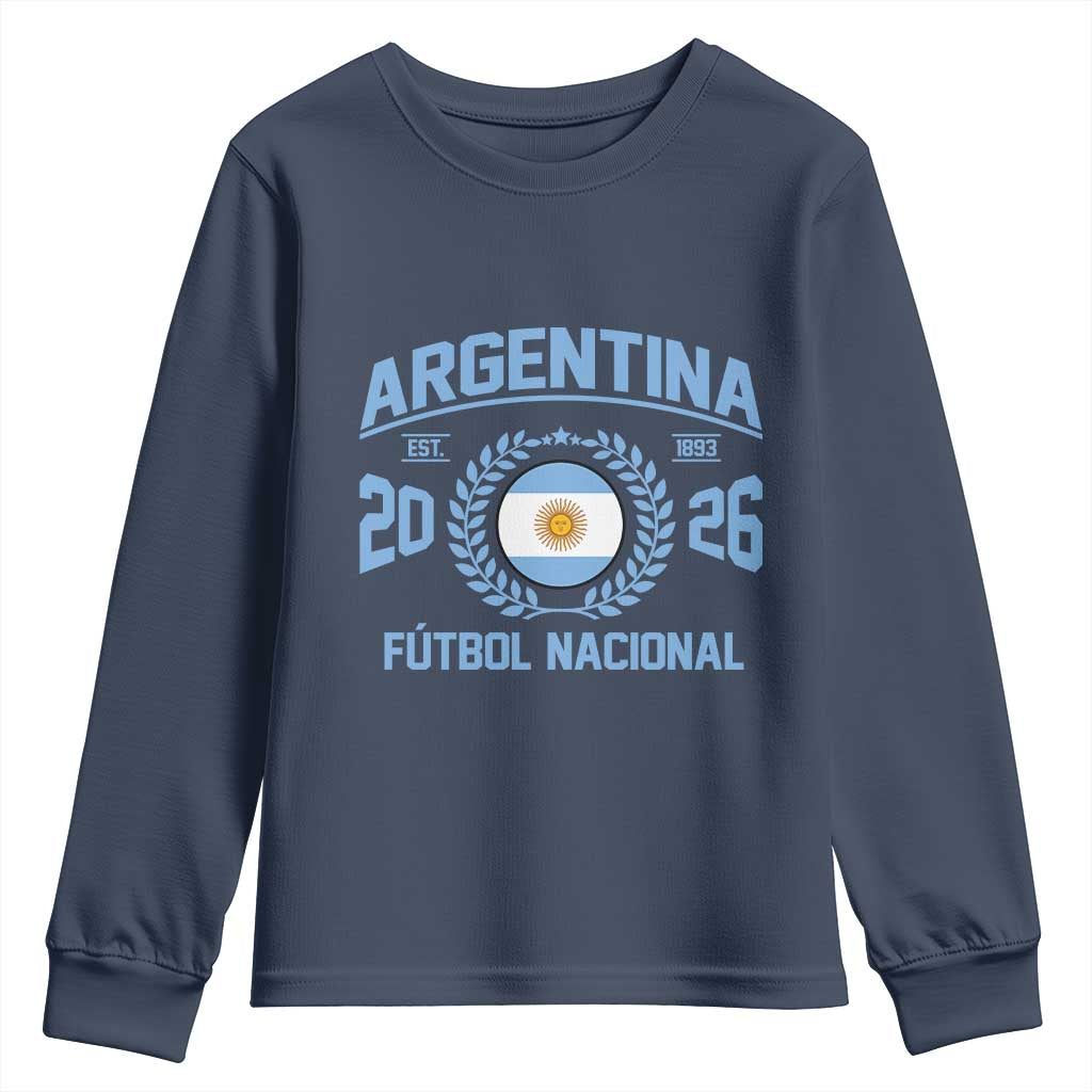 Argentina 2026 Soccer Football Fan Argentinian Flag Youth Sweatshirt TS14 Navy Print Your Wear