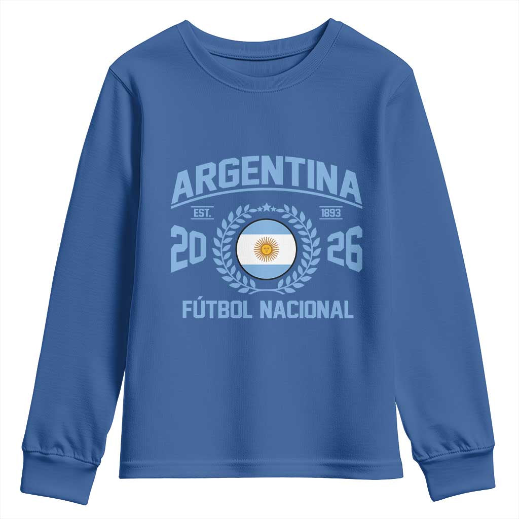 Argentina 2026 Soccer Football Fan Argentinian Flag Youth Sweatshirt TS14 Royal Blue Print Your Wear