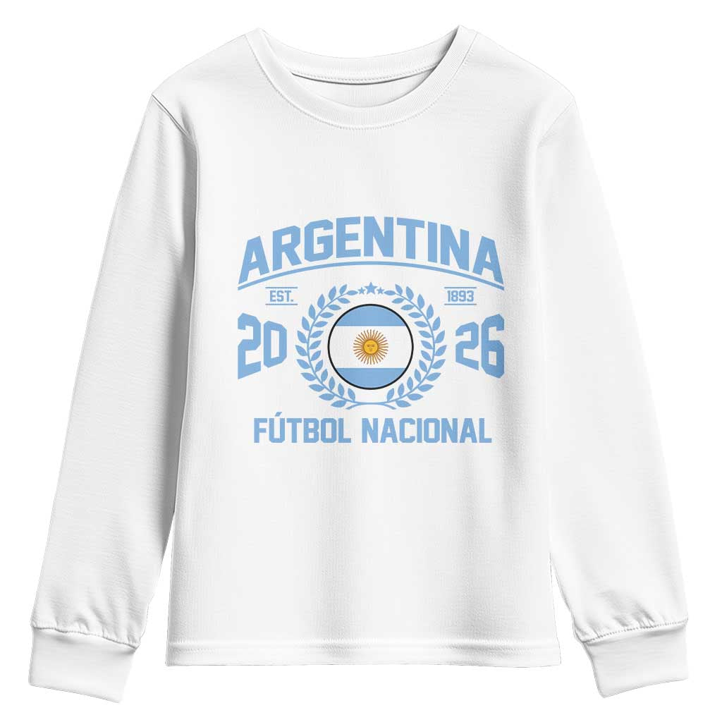 Argentina 2026 Soccer Football Fan Argentinian Flag Youth Sweatshirt TS14 White Print Your Wear