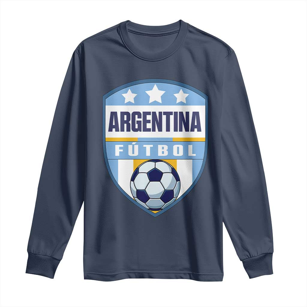 Argentina Soccer Football Long Sleeve Shirt Argentinian Football Game Day Supporter TS14 Navy Print Your Wear