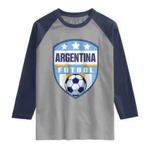 Argentina Soccer Football Raglan Shirt Argentinian Football Game Day Supporter TS14 Sport Gray Navy Print Your Wear