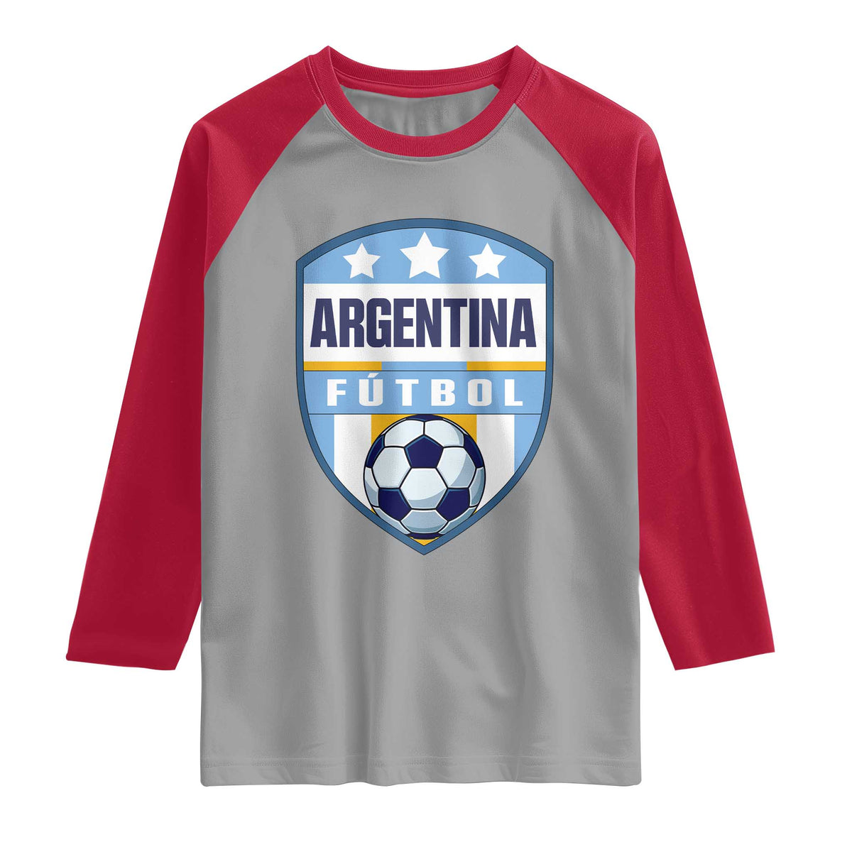 Argentina Soccer Football Raglan Shirt Argentinian Football Game Day Supporter TS14 Sport Gray Red Print Your Wear