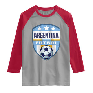 Argentina Soccer Football Raglan Shirt Argentinian Football Game Day Supporter TS14 Sport Gray Red Print Your Wear