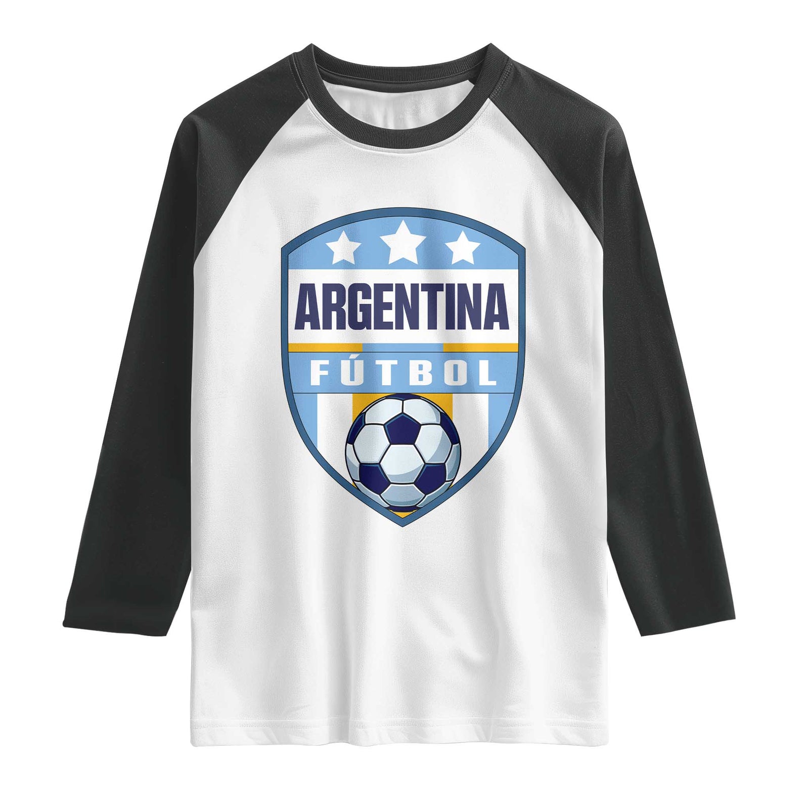 Argentina Soccer Football Raglan Shirt Argentinian Football Game Day Supporter TS14 White Black Print Your Wear