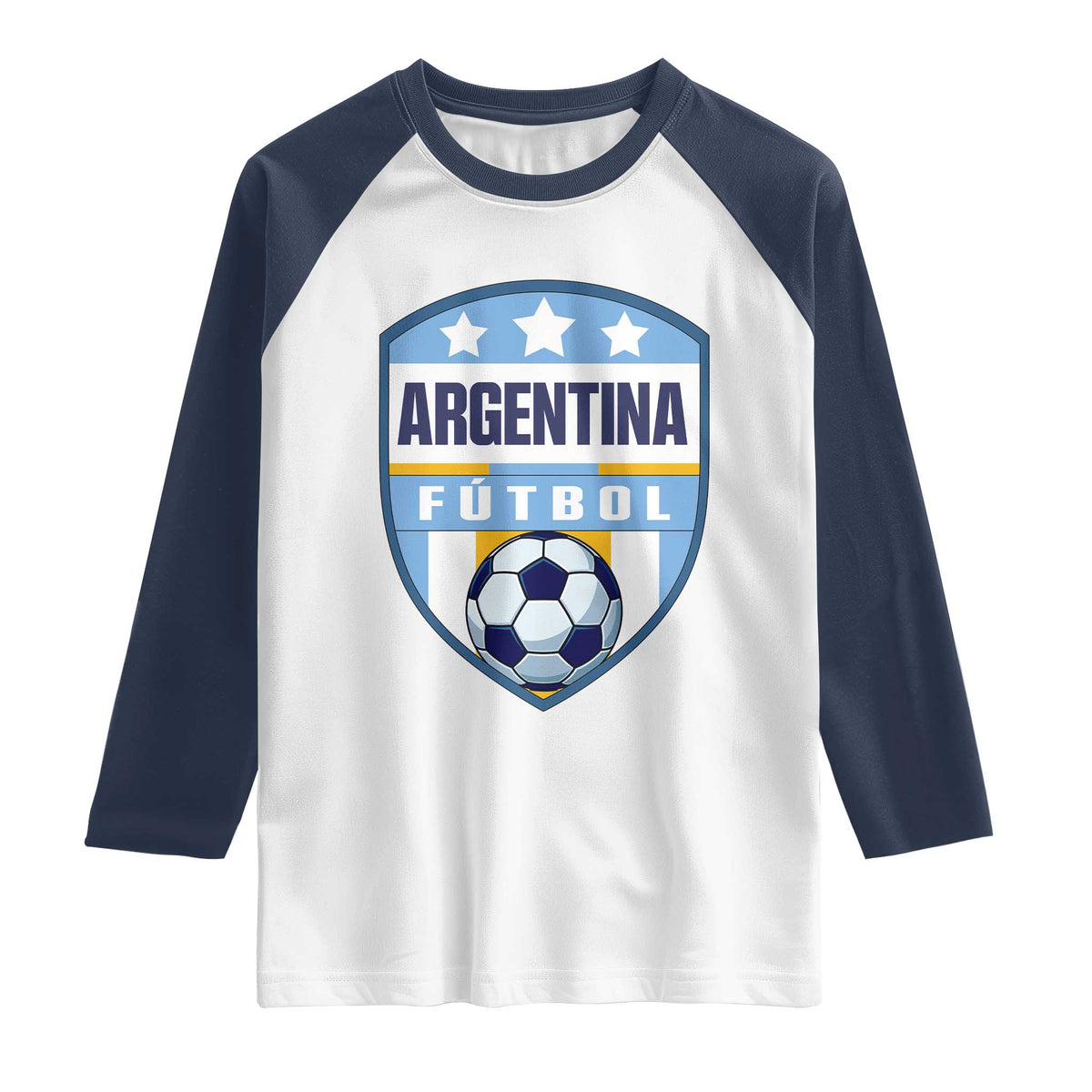 Argentina Soccer Football Raglan Shirt Argentinian Football Game Day Supporter TS14 XS White Navy Print Your Wear