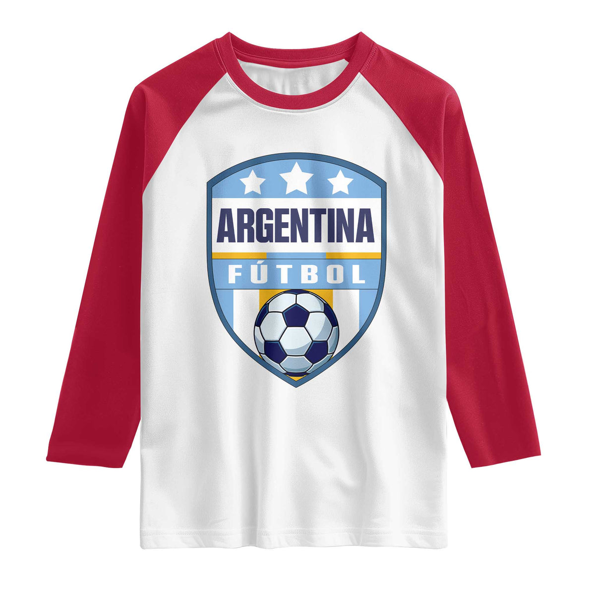 Argentina Soccer Football Raglan Shirt Argentinian Football Game Day Supporter TS14 White Red Print Your Wear