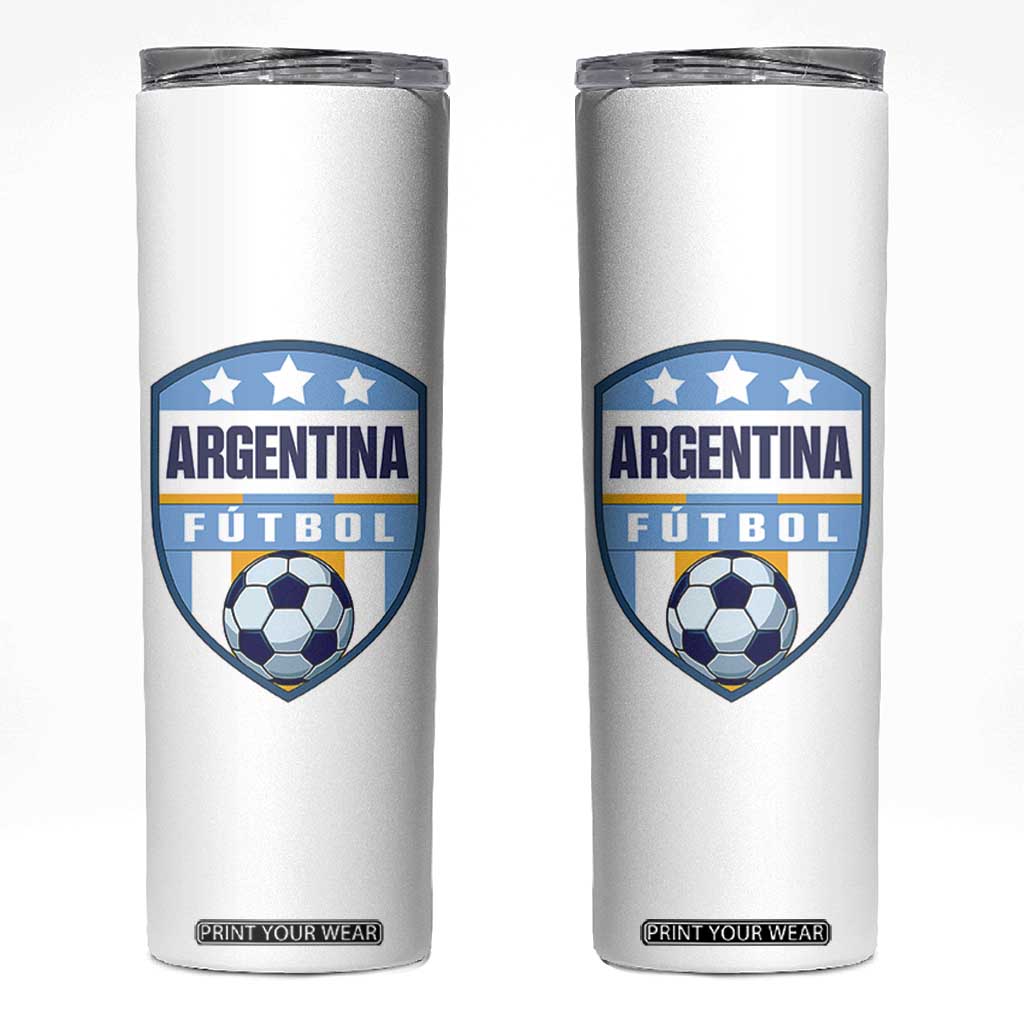 Argentina Soccer Football Skinny Tumbler Argentinian Football Game Day Supporter TS14 White Print Your Wear