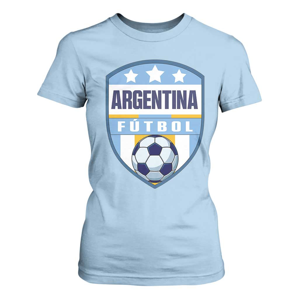 Argentina Soccer Football T Shirt For Women Argentinian Football Game Day Supporter TS14 Light Blue Print Your Wear