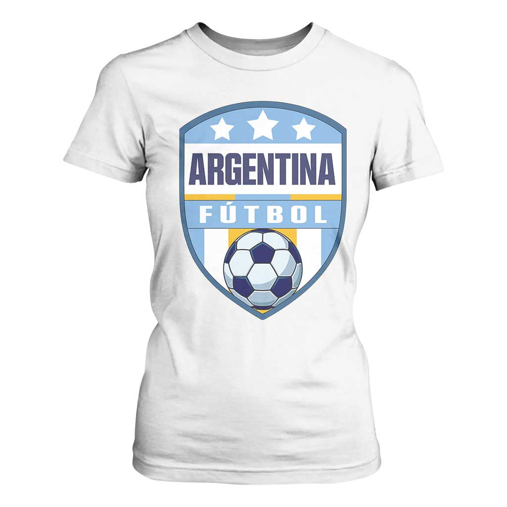 Argentina Soccer Football T Shirt For Women Argentinian Football Game Day Supporter TS14 White Print Your Wear