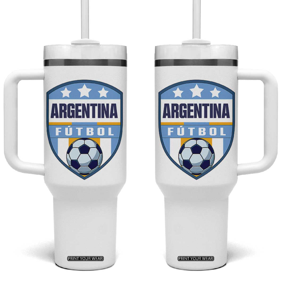 Argentina Soccer Football Tumbler With Handle Argentinian Football Game Day Supporter TS14 One Size: 40 oz White Print Your Wear
