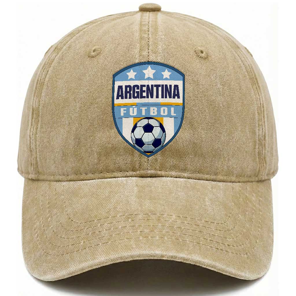 Argentina Soccer Football Washed Cotton Baseball Cap Argentinian Football Game Day Supporter TS14 Print Your Wear
