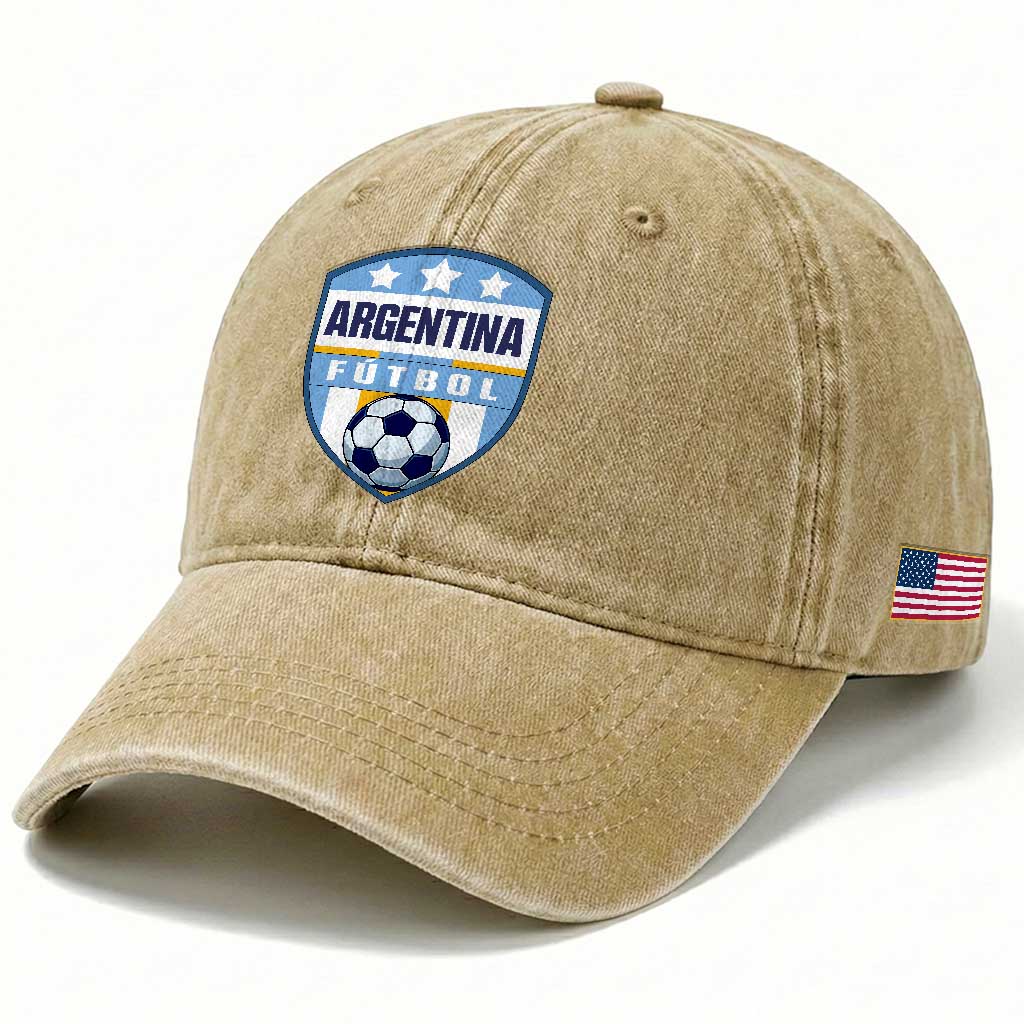 Argentina Soccer Football Washed Cotton Baseball Cap Argentinian Football Game Day Supporter TS14 Print Your Wear