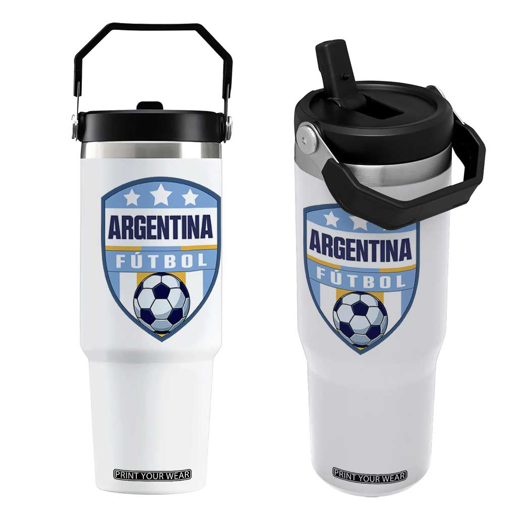 Argentina Soccer Football Flip Straw Tumbler Argentinian Football Game Day Supporter TS14 One Size: 30 oz White Print Your Wear
