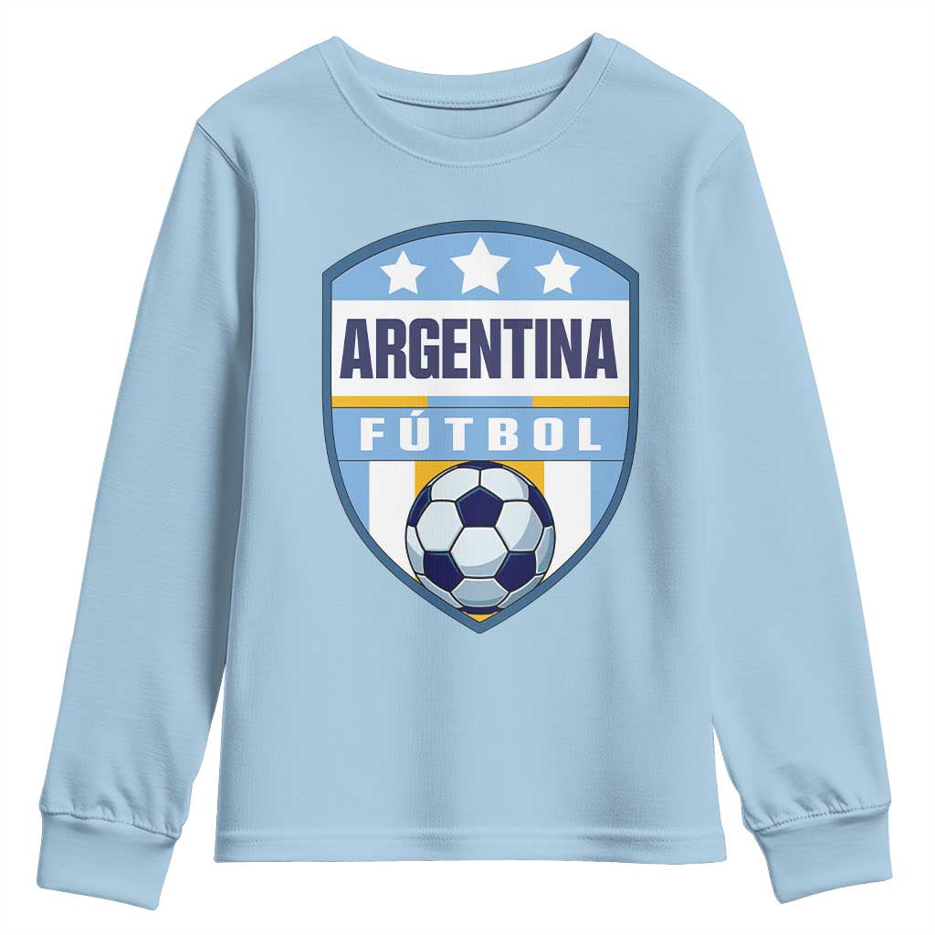 Argentina Soccer Football Youth Sweatshirt Argentinian Football Game Day Supporter TS14 Light Blue Print Your Wear