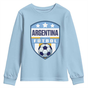 Argentina Soccer Football Youth Sweatshirt Argentinian Football Game Day Supporter TS14 Light Blue Print Your Wear