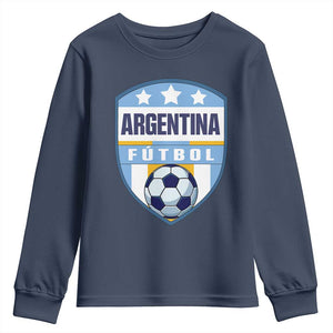 Argentina Soccer Football Youth Sweatshirt Argentinian Football Game Day Supporter TS14 Navy Print Your Wear