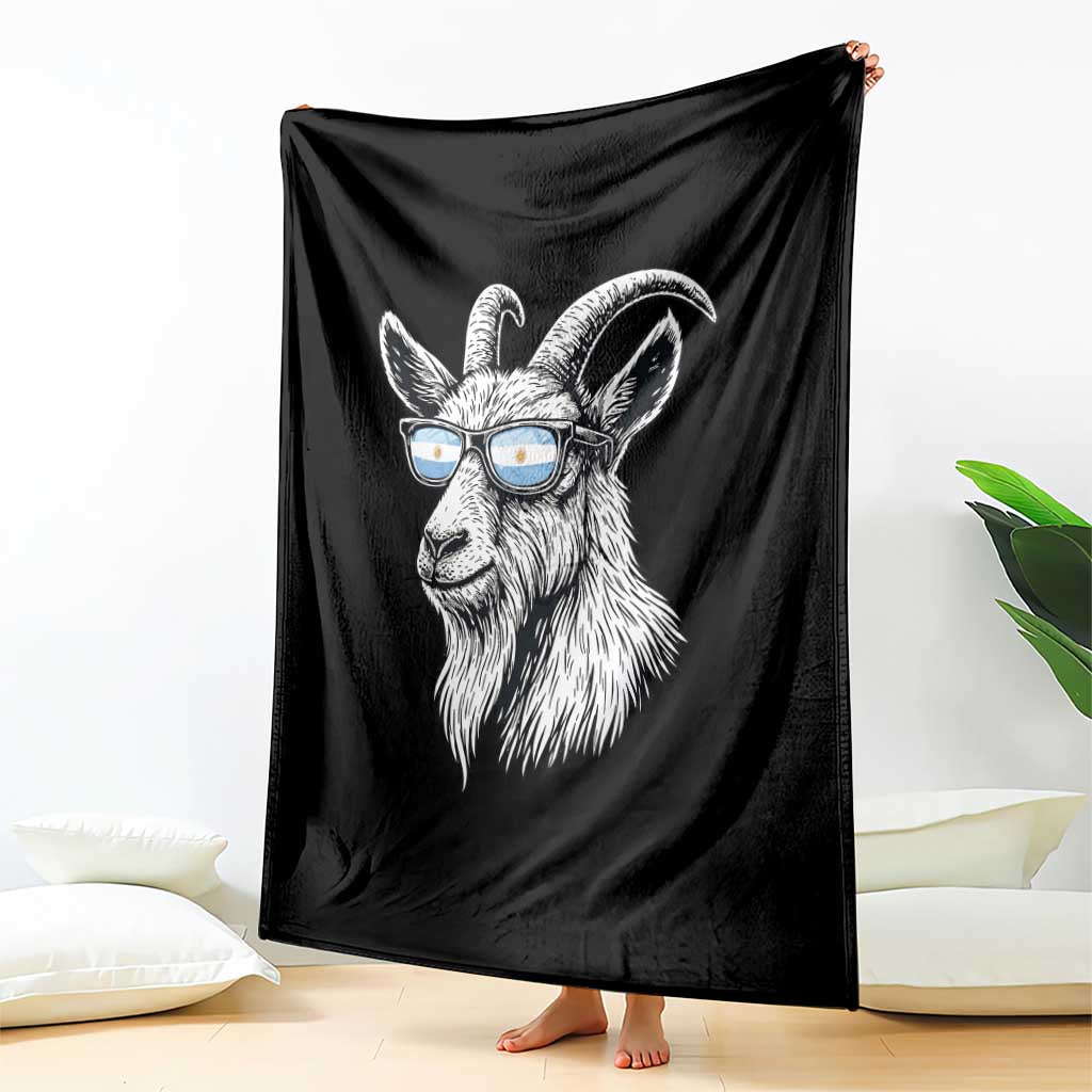 Cool Goat With Sunglasses Argentinian Flag Throw Blanket Argentina Soccer Football Game Day Supporter TS14 Print Your Wear