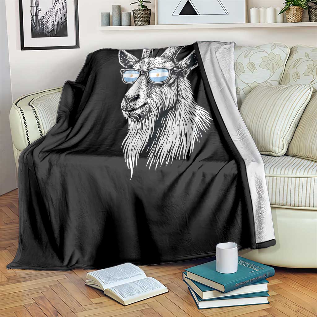Cool Goat With Sunglasses Argentinian Flag Throw Blanket Argentina Soccer Football Game Day Supporter TS14 Print Your Wear