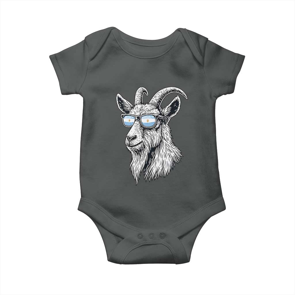Cool Goat With Sunglasses Argentinian Flag Baby Onesie Argentina Soccer Football Game Day Supporter TS14 Dark Heather Print Your Wear