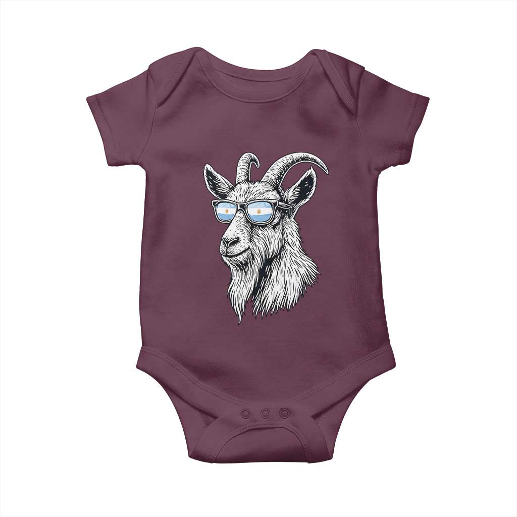Cool Goat With Sunglasses Argentinian Flag Baby Onesie Argentina Soccer Football Game Day Supporter TS14 Maroon Print Your Wear