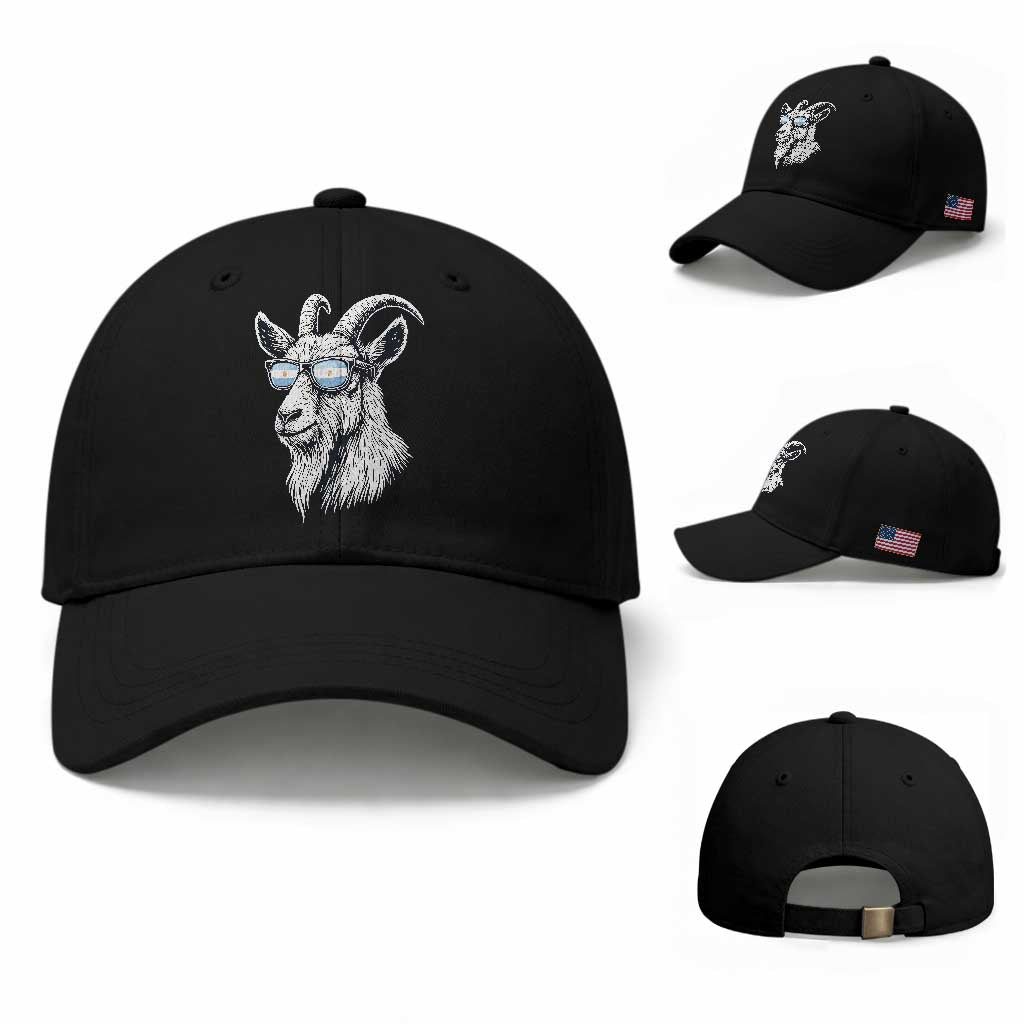 Cool Goat With Sunglasses Argentinian Flag Baseball Cap Argentina Soccer Football Game Day Supporter TS14 Baseball Cap Universal Fit Black Print Your Wear