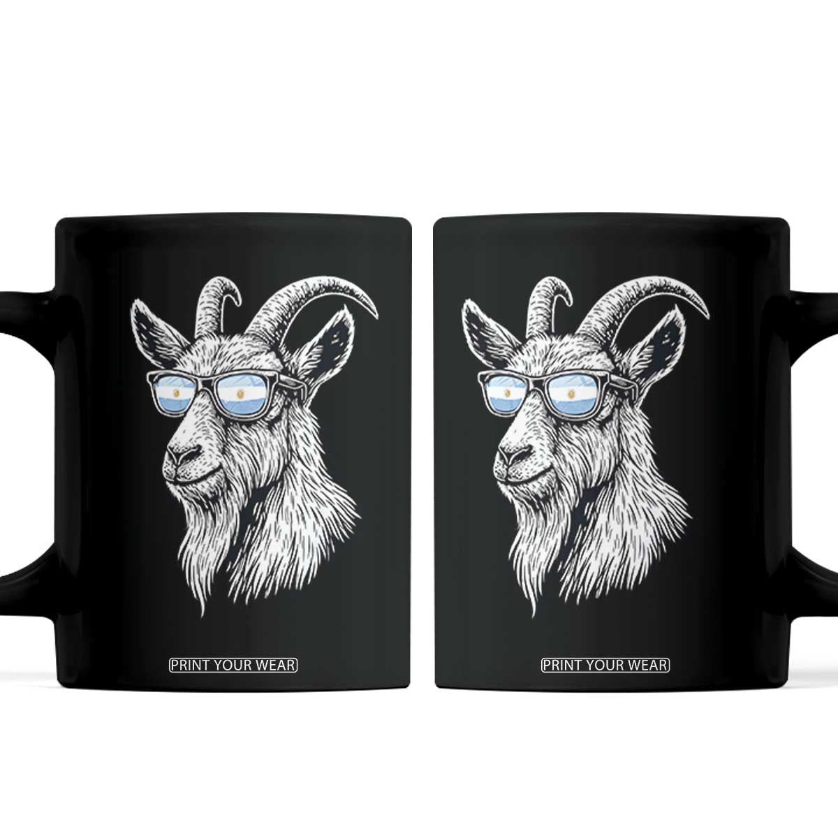 Cool Goat With Sunglasses Argentinian Flag Coffee Mug Argentina Soccer Football Game Day Supporter TS14 Black Print Your Wear