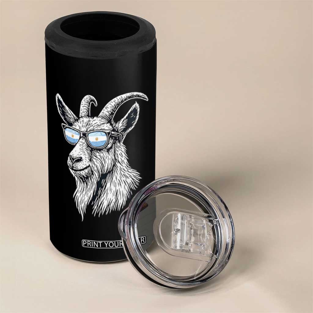 Cool Goat With Sunglasses Argentinian Flag 4 in 1 Can Cooler Tumbler Argentina Soccer Football Game Day Supporter TS14 Print Your Wear