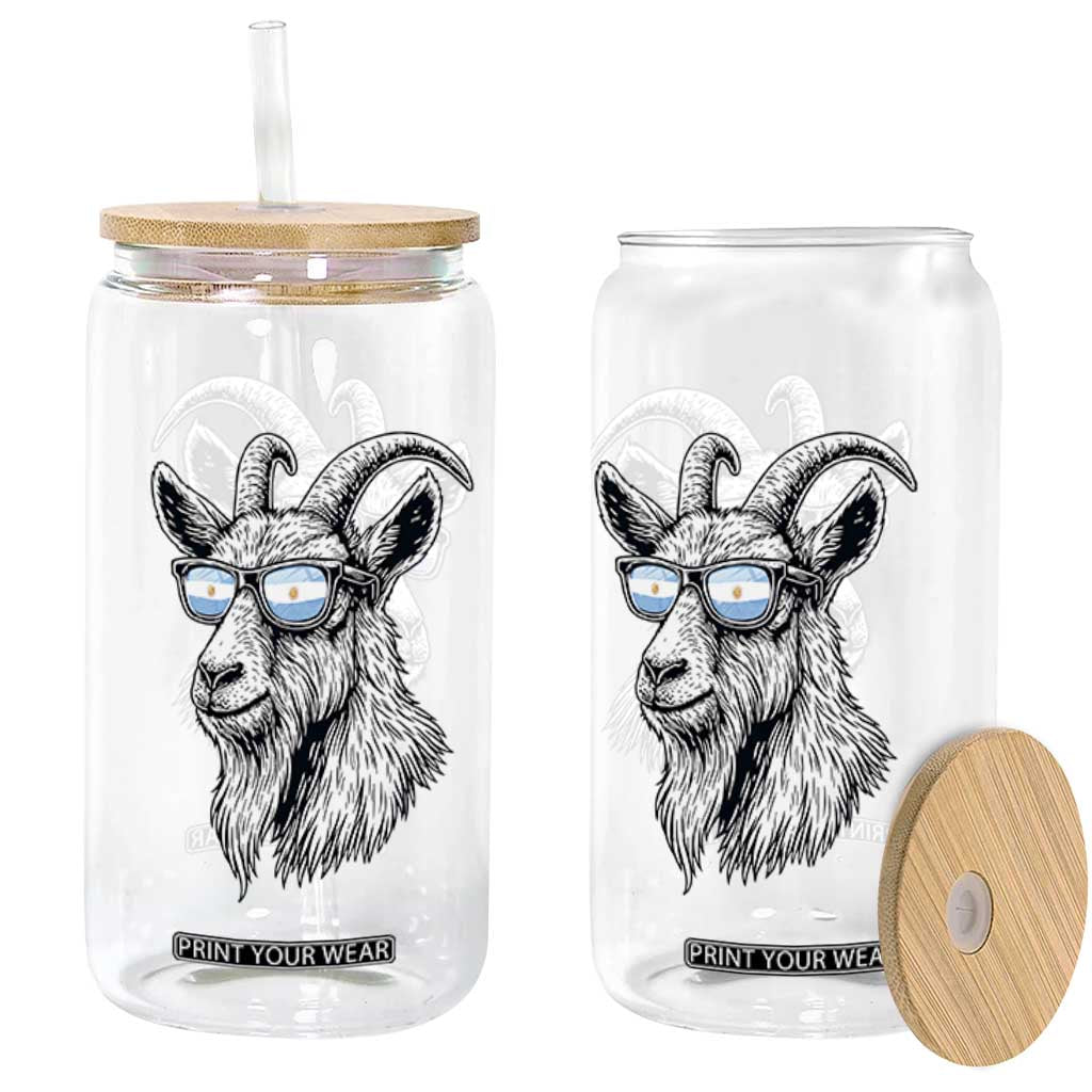Cool Goat With Sunglasses Argentinian Flag Glass Can Argentina Soccer Football Game Day Supporter TS14 Print Your Wear