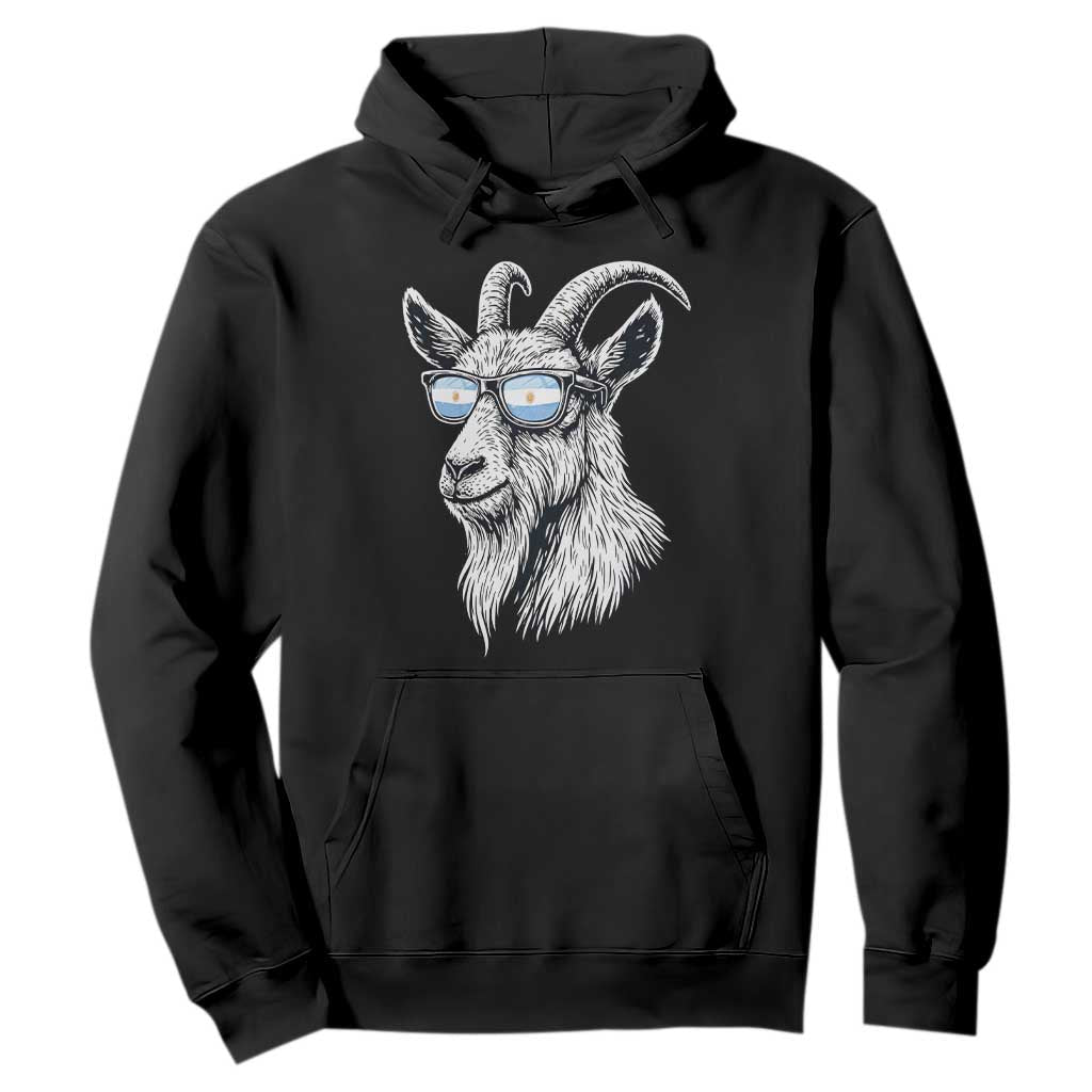 Cool Goat With Sunglasses Argentinian Flag Hoodie Argentina Soccer Football Game Day Supporter TS14 Black Print Your Wear