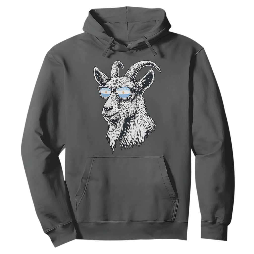 Cool Goat With Sunglasses Argentinian Flag Hoodie Argentina Soccer Football Game Day Supporter TS14 Dark Heather Print Your Wear
