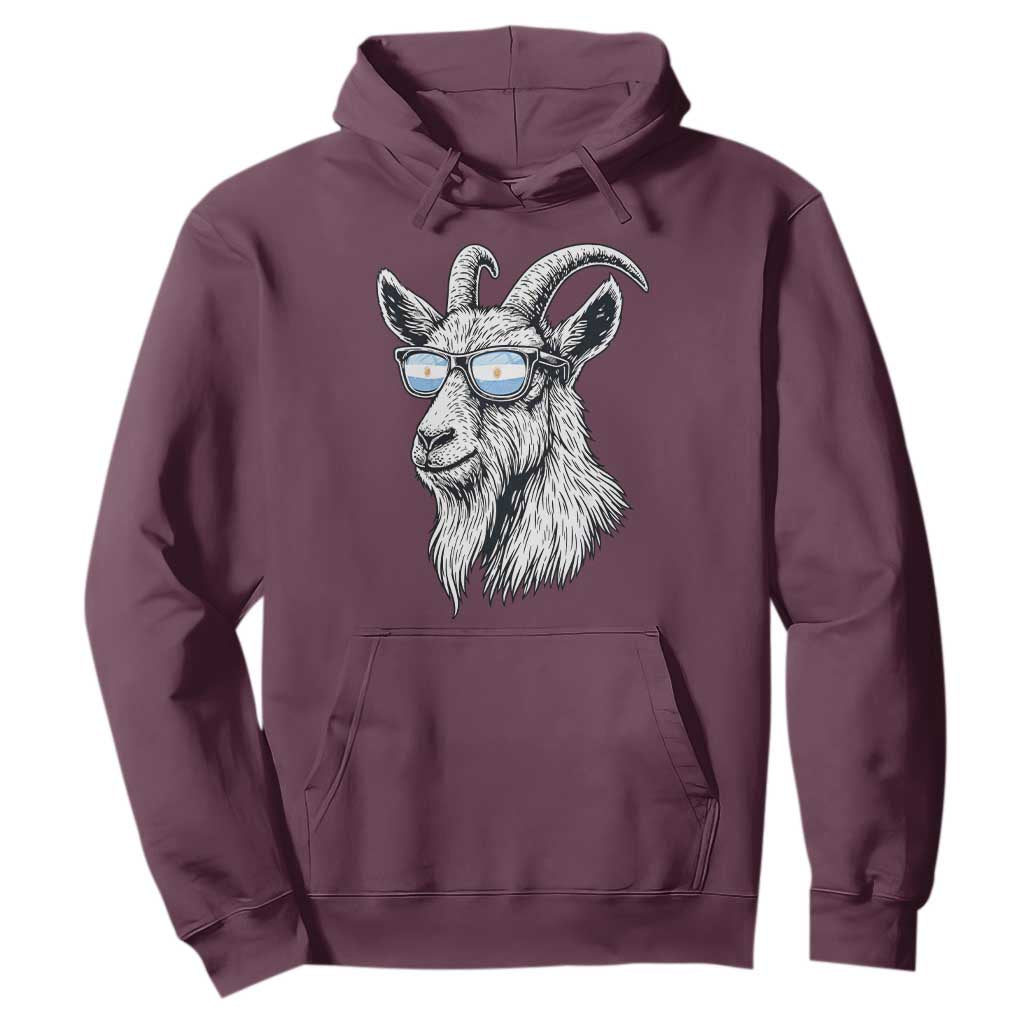 Cool Goat With Sunglasses Argentinian Flag Hoodie Argentina Soccer Football Game Day Supporter TS14 Maroon Print Your Wear