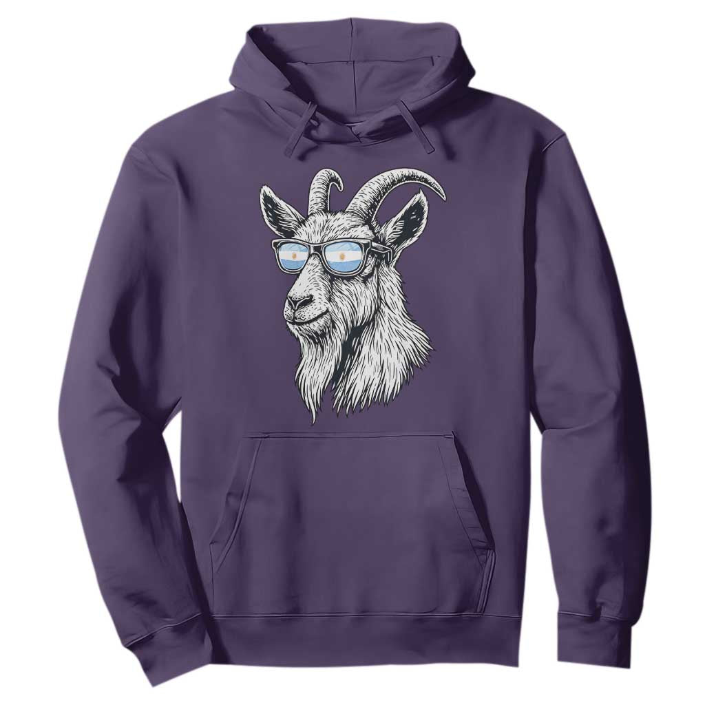 Cool Goat With Sunglasses Argentinian Flag Hoodie Argentina Soccer Football Game Day Supporter TS14 S Purple Print Your Wear