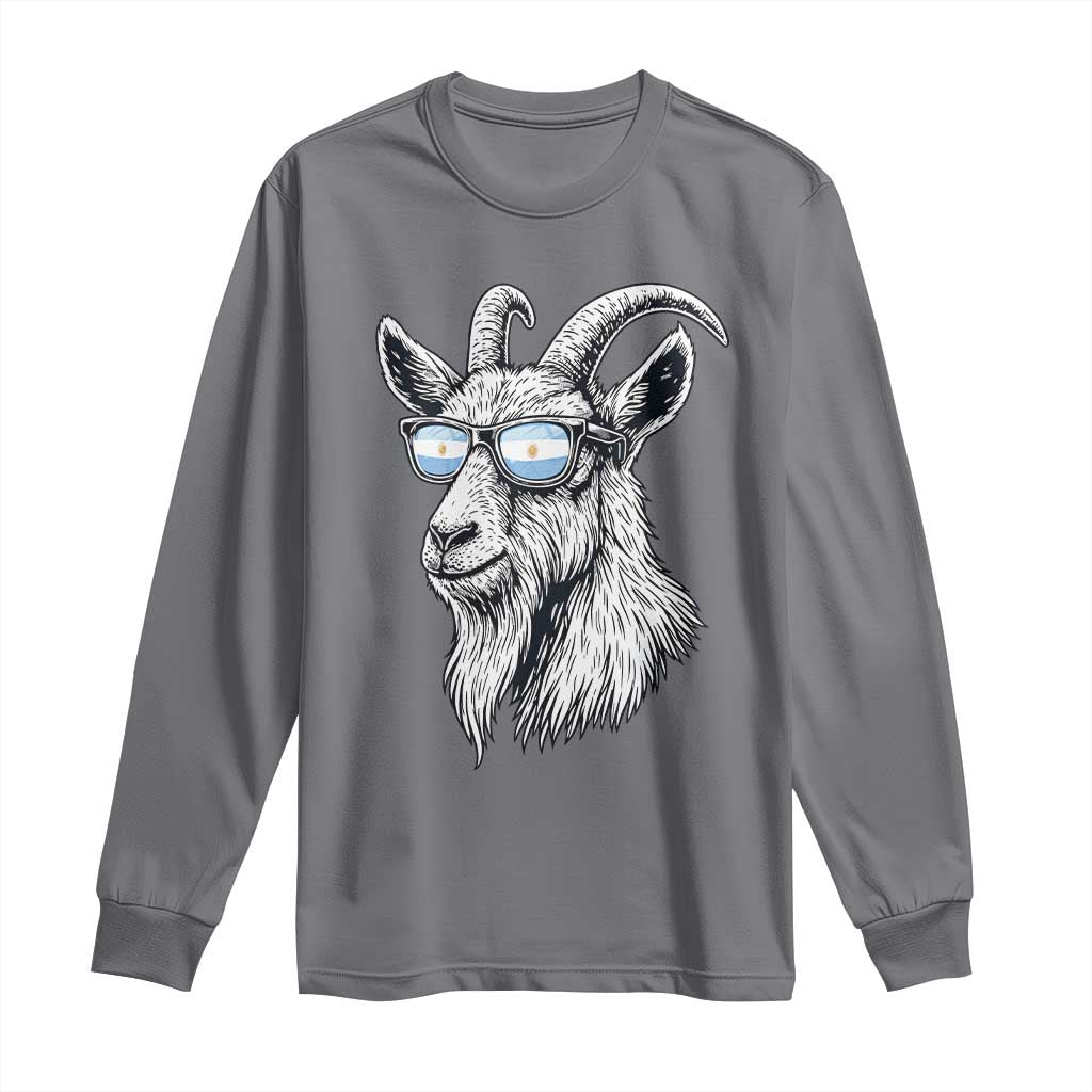 Cool Goat With Sunglasses Argentinian Flag Long Sleeve Shirt Argentina Soccer Football Game Day Supporter TS14 Charcoal Print Your Wear